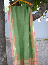 Kala Cotton extra weft woven stole green colour dupatta